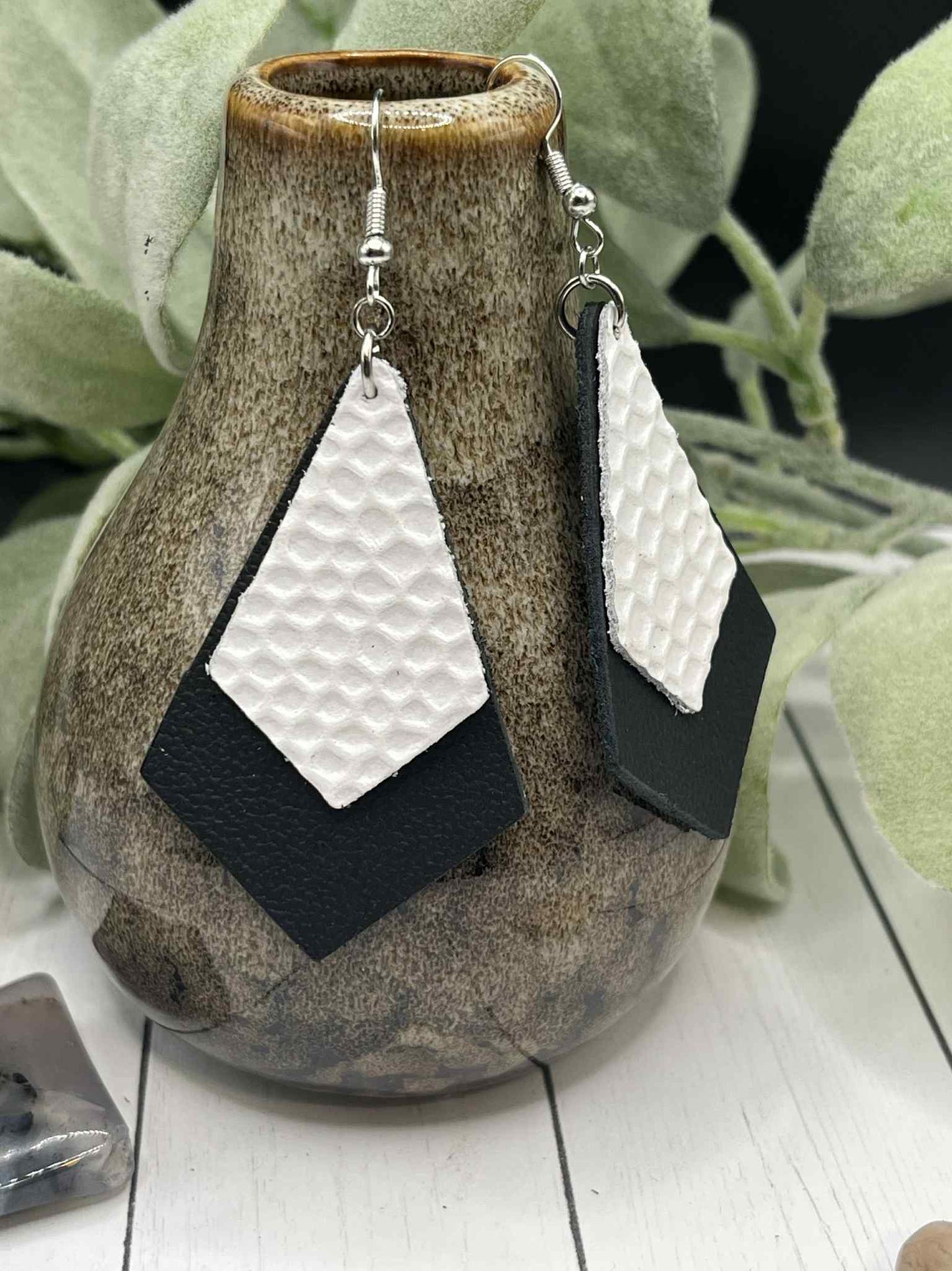 Black & White Leather Diamonds