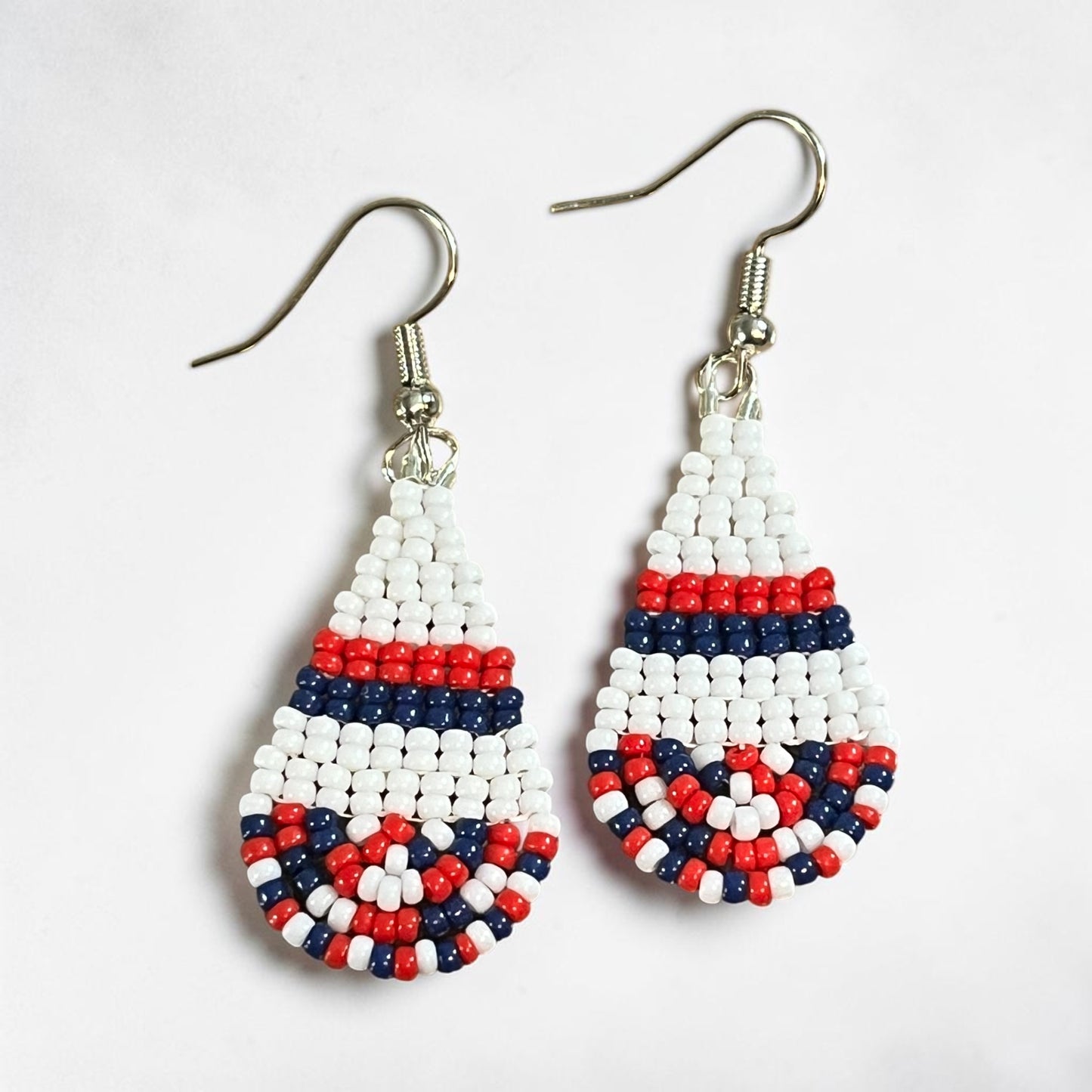 Red, White, Blue Beaded Teardrops