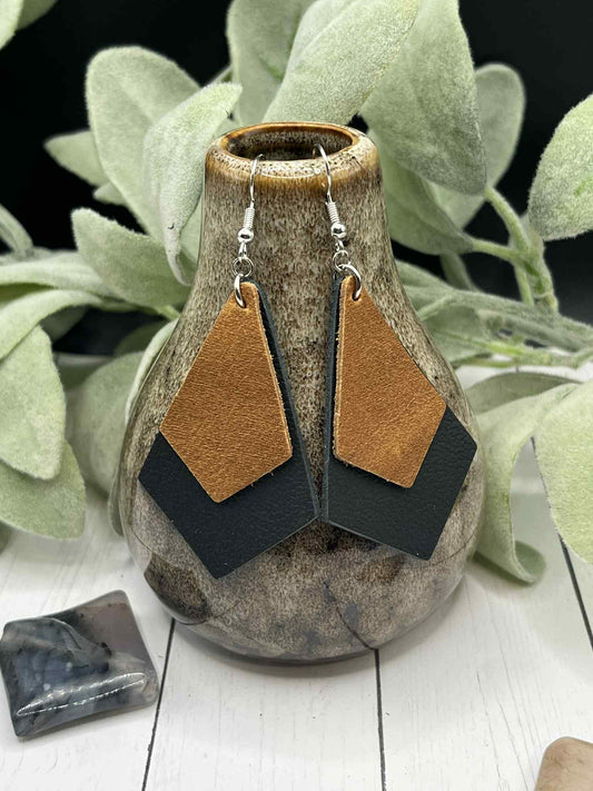Black and Brown Leather Diamond (1 3/4” long - small)