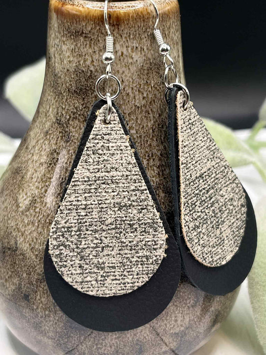 Leather & Linen Black Teardrop