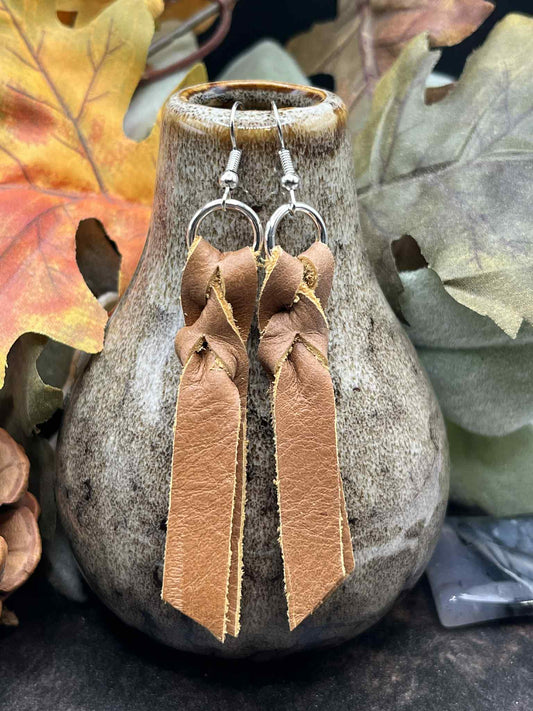 Braided Leather Earrings