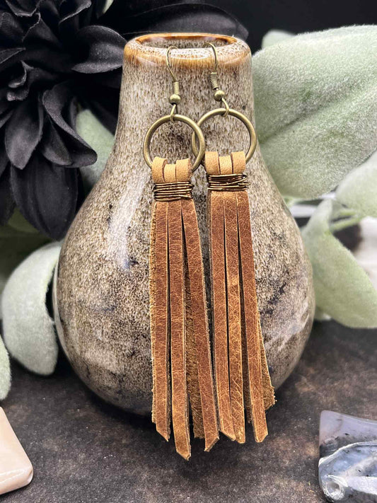 Brown Leather Fringe