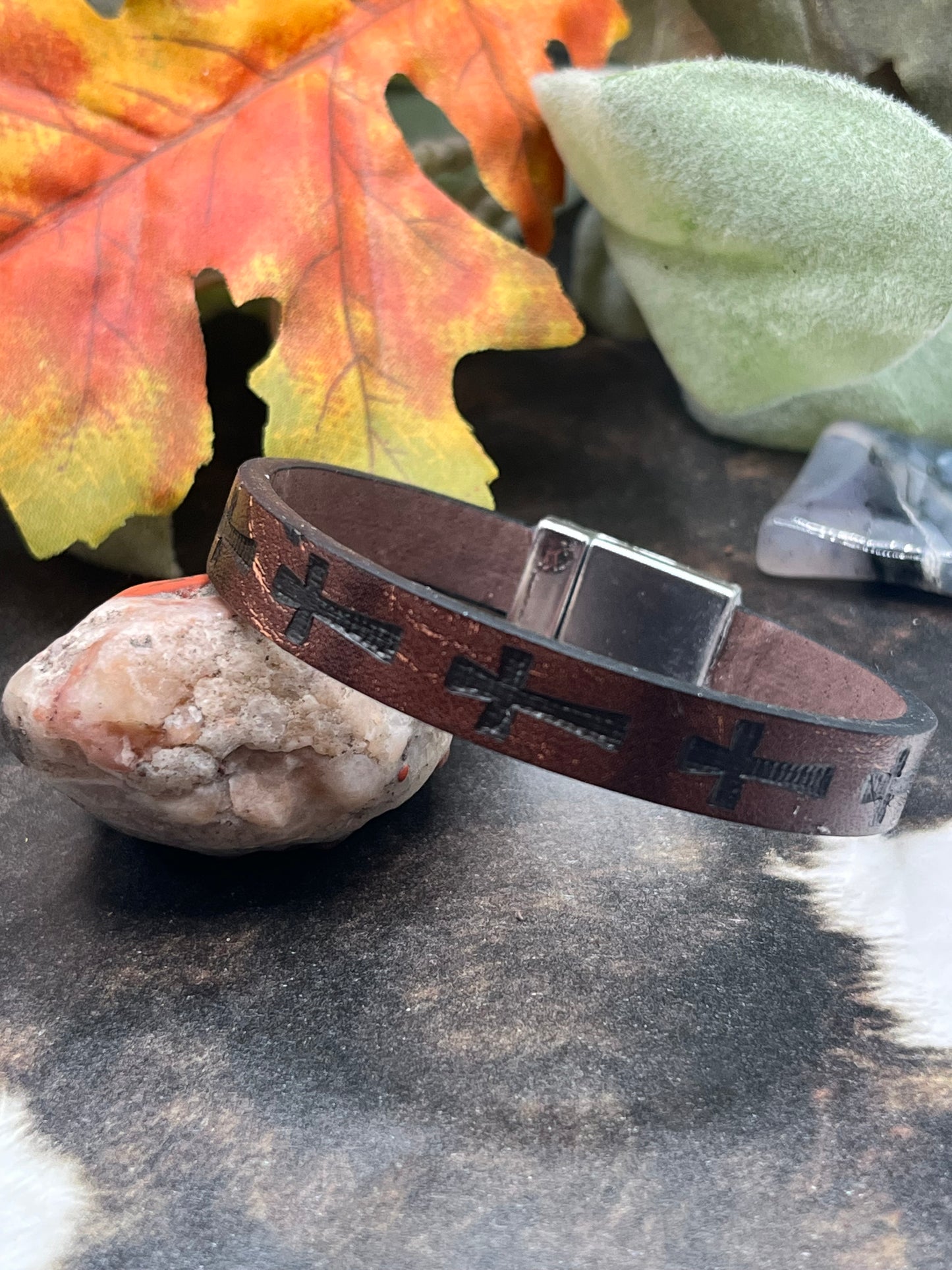Leather Cross Bracelet!