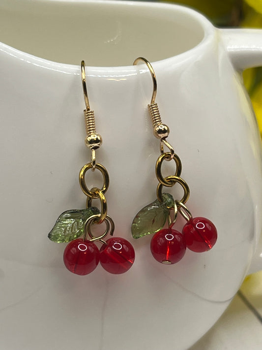 Cherry Drop earrings (gold)