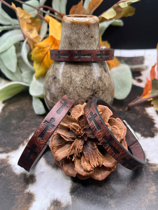 Leather Cross Bracelet!